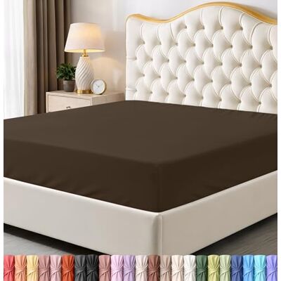 Utopia Bedding King dra-på-lakan bottenlakan djup ficka mjuk mikrofiber -krympnings- och blekningsbeständigt enkel skötsel -1 formsytt lakan endast (brun) Utopia Bedding King dra-på-lakan bottenlakan djup ficka mjuk mikrofiber -krympnings- och blekningsbeständigt enkel skötsel -1 formsytt lakan endast (brun)