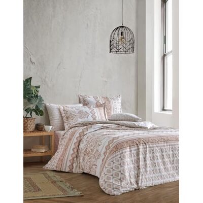 Nuit Des Rêves Premium Ranforce Dubbelt täcke set (200 x 200 cm), 100% bomull, brun/beige/vit, innehåller 2 örngott (80 x 80 cm) mjuk, hållbar, snygg säng Nuit Des Rêves Premium Ranforce Dubbelt täcke set (200 x 200 cm), 100% bomull, brun/beige/vit, innehåller 2 örngott (80 x 80 cm) mjuk, hållbar, snygg säng