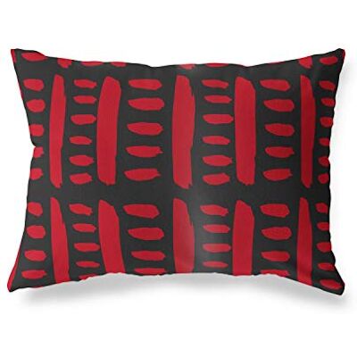 Bonamaison dekorativt kuddöverdrag, röd svart prydnadskuddöverdrag, heminredning örngott för vardagsrum, soffa, sovrum, storlek: 45 x 60 cm – designad och tillverkad i Turkiet Bonamaison dekorativt kuddöverdrag, röd svart prydnadskuddöverdrag, heminredning örngott för vardagsrum, soffa, sovrum, storlek: 45 x 60 cm – designad och tillverkad i Turkiet