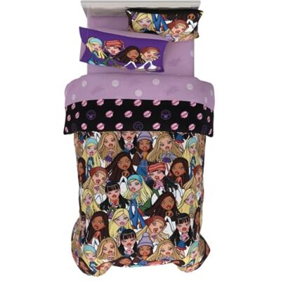 Franco Bratz Fashion Bäddset i 5 delar, supermjukt vändbart täcke och påslakanset med kuddöverdrag, twin size-säng Franco Bratz Fashion Bäddset i 5 delar, supermjukt vändbart täcke och påslakanset med kuddöverdrag, twin size-säng