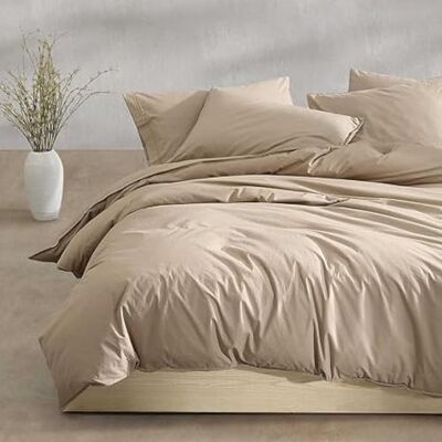 Calvin Queen Duvet Cover Set, Modern Cotton Washed Percale Bedding with Matching Shams, Cozy Home Decor, Oeko-Tex Certified (Washed Percale Camel Brown, Queen) Calvin Queen Duvet Cover Set, Modern Cotton Washed Percale Bedding with Matching Shams, Cozy Home Decor, Oeko-Tex Certified (Washed Percale Camel Brown, Queen)