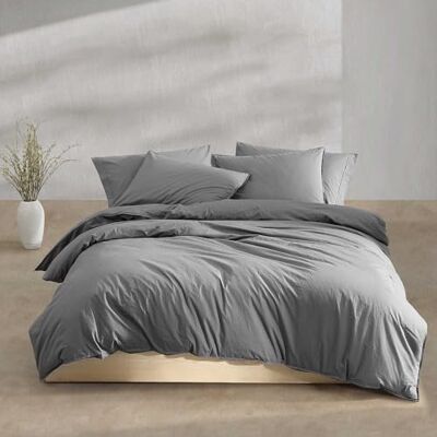 Calvin Queen Duvet Cover Set, Modern Cotton Washed Percale Bedding with Matching Shams, Cozy Home Decor, Oeko-Tex Certified (Washed Percale Graphite, Queen) Calvin Queen Duvet Cover Set, Modern Cotton Washed Percale Bedding with Matching Shams, Cozy Home Decor, Oeko-Tex Certified (Washed Percale Graphite, Queen)