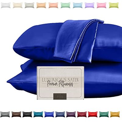 Elegant Comfort Elegant bekvämt silkeslent och lyxigt 2-delat satinörngott för friskare hud och hår, dold blixtlåsstängning och vackert förpackat, satinörngottsset, standard/drottning, kungsblå Elegant Comfort Elegant bekvämt silkeslent och lyxigt 2-delat satinörngott för friskare hud och hår, dold blixtlåsstängning och vackert förpackat, satinörngottsset, standard/drottning, kungsblå