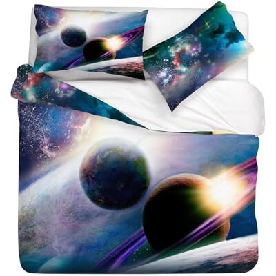 Gabel Påslakanset för planeter, 250 x 205 cm, ren bomull, flerfärgad, digitalt fotografiskt tryck, dubbelfokus med mitt mest system Gabel Påslakanset för planeter, 250 x 205 cm, ren bomull, flerfärgad, digitalt fotografiskt tryck, dubbelfokus med mitt mest system