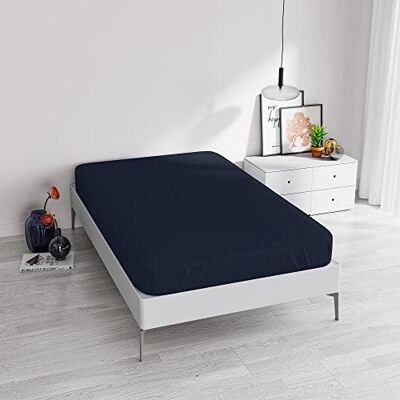 Italian Bed Linen 35 cm (12 tum), underlakan ELEGANT med vinkel, mörkblå, enkel Italian Bed Linen 35 cm (12 tum), underlakan ELEGANT med vinkel, mörkblå, enkel