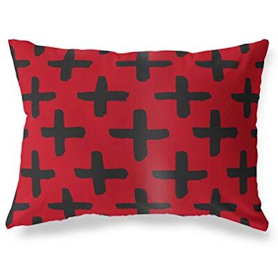 Bonamaison dekorativt kuddöverdrag, röd svart prydnadskuddöverdrag, heminredning örngott för vardagsrum, soffa, sovrum, storlek: 45 x 60 cm – designad och tillverkad i Turkiet Bonamaison dekorativt kuddöverdrag, röd svart prydnadskuddöverdrag, heminredning örngott för vardagsrum, soffa, sovrum, storlek: 45 x 60 cm – designad och tillverkad i Turkiet