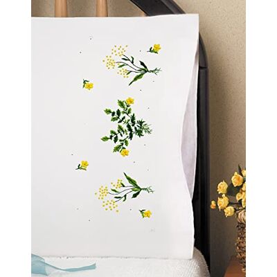 Design Works Crafts Tobin Stämplat örngott par för broderi, 50 x 76 cm, smörblommor Design Works Crafts Tobin Stämplat örngott par för broderi, 50 x 76 cm, smörblommor