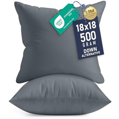 Utopia Bedding Utopia sängkläder prydnadskuddar insats (paket med 2, grå) 45 x 45 cm säng och soffa kuddar inomhus dekorativ kudde Utopia Bedding Utopia sängkläder prydnadskuddar insats (paket med 2, grå) 45 x 45 cm säng och soffa kuddar inomhus dekorativ kudde