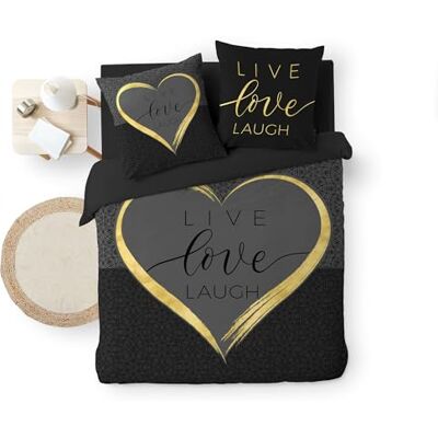 Douceur d'Intérieur mjukhet inomhus 3-delat set 200 x 200 cm Crazy Love-tryck, svart Douceur d'Intérieur mjukhet inomhus 3-delat set 200 x 200 cm Crazy Love-tryck, svart