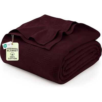 Utopia Bedding 100% bomullsfilt (queen size – 90 x 90 tum) 350 GSM lätt termisk filt, mjuk andningsbar filt för alla årstider (vinröd) Utopia Bedding 100% bomullsfilt (queen size – 90 x 90 tum) 350 GSM lätt termisk filt, mjuk andningsbar filt för alla årstider (vinröd)