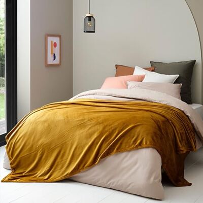 Toison d’or Toison d'or Velvet filt microsammet polyester unik, 180 cm x 240 cm storlek, honung Toison d’or Toison d'or Velvet filt microsammet polyester unik, 180 cm x 240 cm storlek, honung
