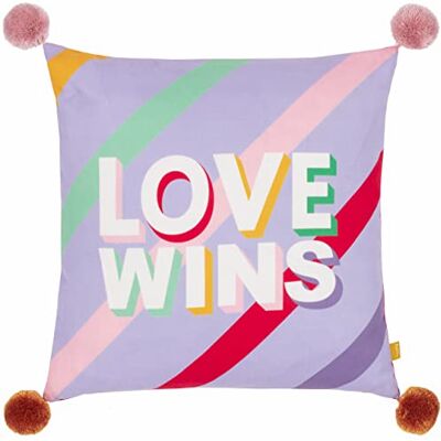 furn. Ugn Pom-Poms Love Wins tryckt fjäder rik fylld kudde furn. Ugn Pom-Poms Love Wins tryckt fjäder rik fylld kudde