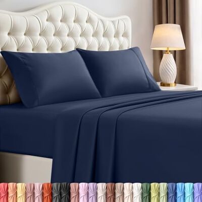 Utopia Bedding Utopia sängkläder king size-lakan set – 4 delar sängkläder – borstad mikrofiber – krympnings- och blekningsbeständig – enkel skötsel (kung, marinblå) Utopia Bedding Utopia sängkläder king size-lakan set – 4 delar sängkläder – borstad mikrofiber – krympnings- och blekningsbeständig – enkel skötsel (kung, marinblå)