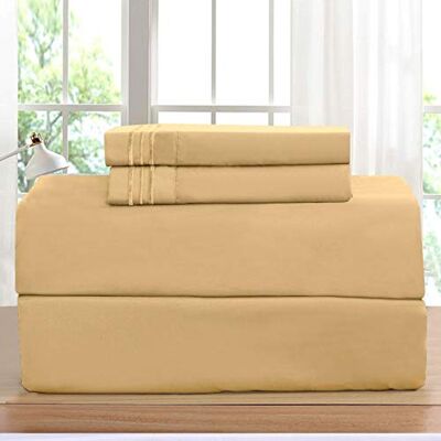 Elegant Comfort Elegant komfort lyxiga sänglakan set på Amazon 1 500 Premier rynkor, bleknings- och fläckbeständigt 4-delat lakanset, djup ficka, drottning guld Elegant Comfort Elegant komfort lyxiga sänglakan set på Amazon 1 500 Premier rynkor, bleknings- och fläckbeständigt 4-delat lakanset, djup ficka, drottning guld