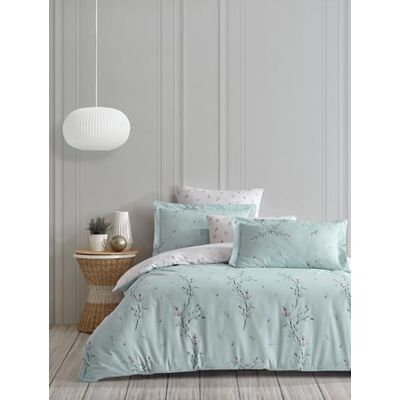 Nuit Des Rêves Ranforce Double Quilt Cover Set (200 x 200 cm), 100% bomull, grön, vit, rosa och mynta Maskintvättbar, 145 trådkvantit, knapp & Envelope Closure Nuit Des Rêves Ranforce Double Quilt Cover Set (200 x 200 cm), 100% bomull, grön, vit, rosa och mynta Maskintvättbar, 145 trådkvantit, knapp & Envelope Closure