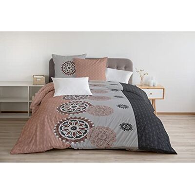 HOME LINGE PASSION Home Passion linne påslakan 3 delar 100% bomull 57 trådar 2 personer 220 x 240 cm yucatan grå och gammal rosa HOME LINGE PASSION Home Passion linne påslakan 3 delar 100% bomull 57 trådar 2 personer 220 x 240 cm yucatan grå och gammal rosa