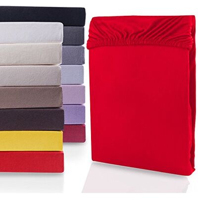 DecoKing Dra-på-lakan Spännlakan 100% bomull Jersey boxhoppbädd Röd 180x200-200x200 Nephrite 165 g/m² DecoKing Dra-på-lakan Spännlakan 100% bomull Jersey boxhoppbädd Röd 180x200-200x200 Nephrite 165 g/m²