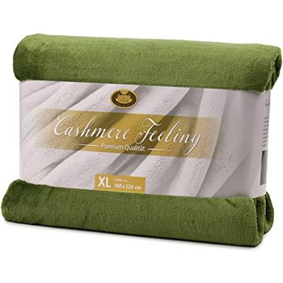 GOZZE Gözze – Premium kashmirkänsla levande och gosig filt, 500 g/m², 180 x 220 cm – mörkgrön GOZZE Gözze – Premium kashmirkänsla levande och gosig filt, 500 g/m², 180 x 220 cm – mörkgrön