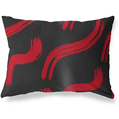 Bonamaison dekorativt kuddöverdrag, röd svart prydnadskuddöverdrag, heminredning örngott för vardagsrum, soffa, sovrum, storlek: 45 x 60 cm – designad och tillverkad i Turkiet Bonamaison dekorativt kuddöverdrag, röd svart prydnadskuddöverdrag, heminredning örngott för vardagsrum, soffa, sovrum, storlek: 45 x 60 cm – designad och tillverkad i Turkiet