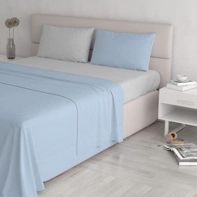Italian Bed Linen Naturlig färg, ljusblå/ljusgrå, dubbel Italian Bed Linen Naturlig färg, ljusblå/ljusgrå, dubbel