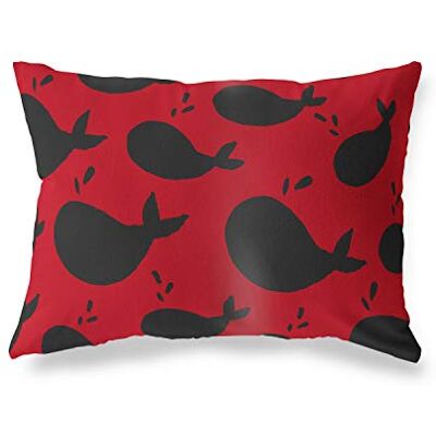 Bonamaison dekorativt kuddöverdrag, röd svart prydnadskuddöverdrag, heminredning örngott för vardagsrum, soffa, sovrum, storlek: 45 x 60 cm – designad och tillverkad i Turkiet Bonamaison dekorativt kuddöverdrag, röd svart prydnadskuddöverdrag, heminredning örngott för vardagsrum, soffa, sovrum, storlek: 45 x 60 cm – designad och tillverkad i Turkiet