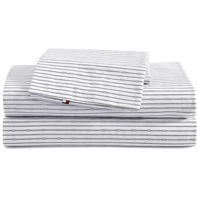 Tommy Hilfiger Lakanet, bomull perkale sängkläder med matchande örngott, krispigt och svalt, premium kvalitet hem nödvändigheter (monogram rand marinblå, full) Tommy Hilfiger Lakanet, bomull perkale sängkläder med matchande örngott, krispigt och svalt, premium kvalitet hem nödvändigheter (monogram rand marinblå, full)