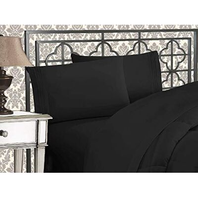 Elegant Comfort Elegant komfort 1 500 trådtäthet rynk- och blekningsbeständig egyptisk kvalitet ultramjuka lyxiga 2-delade örngott, standardstorlek, svart Elegant Comfort Elegant komfort 1 500 trådtäthet rynk- och blekningsbeständig egyptisk kvalitet ultramjuka lyxiga 2-delade örngott, standardstorlek, svart