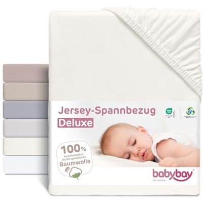 babybay Jersey fodral deluxe lämplig för modell original och lätt, benvit babybay Jersey fodral deluxe lämplig för modell original och lätt, benvit