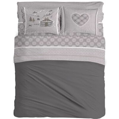PENSIERI DELICATI Set med dubbelsäng, flanell 100% varm och mjuk bomull, 2 rutor 180 x 200 cm, inkluderar underlakan, över och 2 örngott, tillverkat i Italien, Chalet Beige PENSIERI DELICATI Set med dubbelsäng, flanell 100% varm och mjuk bomull, 2 rutor 180 x 200 cm, inkluderar underlakan, över och 2 örngott, tillverkat i Italien, Chalet Beige