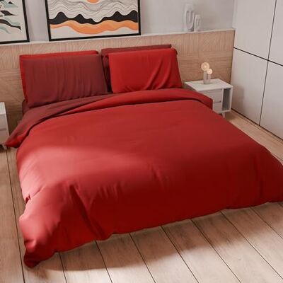 PETTI Artigiani Italiani Dubbeltäcke, Påslakan och örngott i Microfiber, Bicolor Röd/Bordeaux, 100% Tillverkad i Italien PETTI Artigiani Italiani Dubbeltäcke, Påslakan och örngott i Microfiber, Bicolor Röd/Bordeaux, 100% Tillverkad i Italien