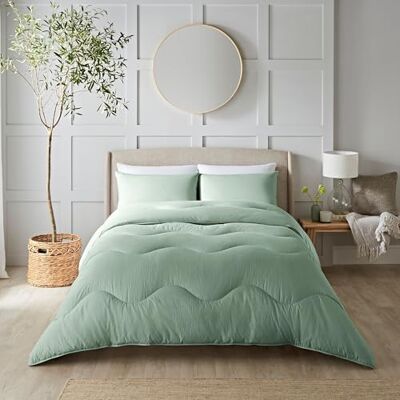 NIGHT LARK – täcklöst påslakanset – 10,5 Tog – dubbel – Seersucker kollektion – lyxiga sängkläder – allergivänliga – maskintvättbar – änggrön NIGHT LARK – täcklöst påslakanset – 10,5 Tog – dubbel – Seersucker kollektion – lyxiga sängkläder – allergivänliga – maskintvättbar – änggrön