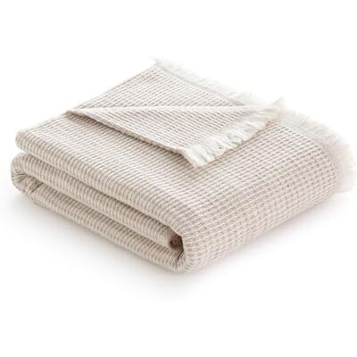 Todocama Extra mjuk bomullsfilt, fyra årstider multifunktionellt överkast för soffa, säng, dekorativt överdrag och filt (sandbeige, 180 x 240 cm) Todocama Extra mjuk bomullsfilt, fyra årstider multifunktionellt överkast för soffa, säng, dekorativt överdrag och filt (sandbeige, 180 x 240 cm)