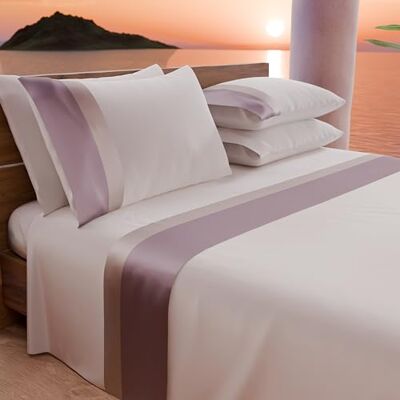 PETTI Artigiani Italiani Set med dubbelsäng med dubbel fläns i satin 4 delar, 180 x 200 lakan i bomull percale – lakan med hörn, överlakan och 2 örngott, puder PETTI Artigiani Italiani Set med dubbelsäng med dubbel fläns i satin 4 delar, 180 x 200 lakan i bomull percale – lakan med hörn, överlakan och 2 örngott, puder