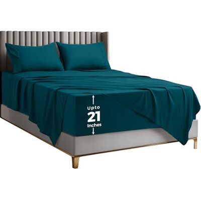 Utopia Bedding Påslakan set för dubbelsängar från : Mjuk mikrofiber, 4 delar, hotell-lyxlakan med djupa fickor, broderade örngott, dra-på-lakan med sidoförvaringsväska, Utopia Bedding Påslakan set för dubbelsängar från : Mjuk mikrofiber, 4 delar, hotell-lyxlakan med djupa fickor, broderade örngott, dra-på-lakan med sidoförvaringsväska,
