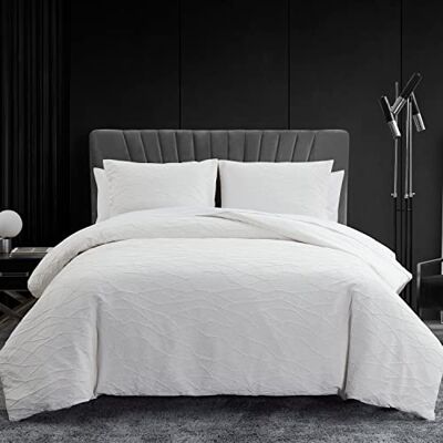 Vera Wang King size-påslakanset, lyxiga sängkläder med knappstängning, inkluderar matchande örngott (abstrakt skrynklig vit, king) Vera Wang King size-påslakanset, lyxiga sängkläder med knappstängning, inkluderar matchande örngott (abstrakt skrynklig vit, king)