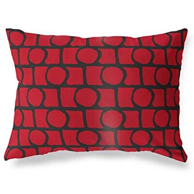 Bonamaison dekorativt kuddöverdrag, röd svart prydnadskuddöverdrag, heminredning örngott för vardagsrum, soffa, sovrum, storlek: 45 x 60 cm – designad och tillverkad i Turkiet Bonamaison dekorativt kuddöverdrag, röd svart prydnadskuddöverdrag, heminredning örngott för vardagsrum, soffa, sovrum, storlek: 45 x 60 cm – designad och tillverkad i Turkiet