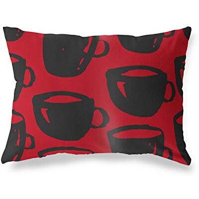 Bonamaison dekorativt kuddöverdrag, röd svart prydnadskuddöverdrag, heminredning örngott för vardagsrum, soffa, sovrum, storlek: 45 x 60 cm – designad och tillverkad i Turkiet Bonamaison dekorativt kuddöverdrag, röd svart prydnadskuddöverdrag, heminredning örngott för vardagsrum, soffa, sovrum, storlek: 45 x 60 cm – designad och tillverkad i Turkiet