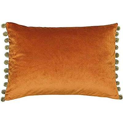 Paoletti Riva Fiesta rektangulärt kuddöverdrag – rostorange – kakigröna pompom-kanter – fusksammet – vändbar – dragkedja – 100% polyester – 35 x 50 cm (14 tum x 20 tum) Paoletti Riva Fiesta rektangulärt kuddöverdrag – rostorange – kakigröna pompom-kanter – fusksammet – vändbar – dragkedja – 100% polyester – 35 x 50 cm (14 tum x 20 tum)
