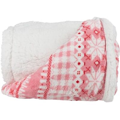 Lavish Home Fleece Sherpa filt överkast rosa snöflingor, polyester, 127 cm x 152 cm Lavish Home Fleece Sherpa filt överkast rosa snöflingor, polyester, 127 cm x 152 cm
