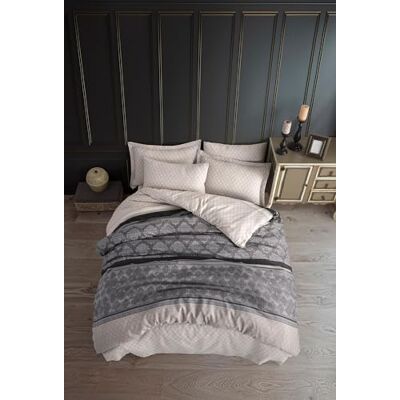 Nuit Des Rêves Double Quilt Cover Set (200 x 200 cm), grå & mörkgrå 65% bomull/35% polyester Maskintvättbar, 120 trådantal: knapp och smyckestängning Snygg och bekväm säng Nuit Des Rêves Double Quilt Cover Set (200 x 200 cm), grå & mörkgrå 65% bomull/35% polyester Maskintvättbar, 120 trådantal: knapp och smyckestängning Snygg och bekväm säng