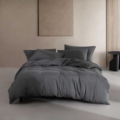 Calvin King Duvet Cover Set, Luxuriously Soft Home Decor, Modern Cotton Melange Jersey Bedding (Gunmetal Grey Heather, King) Calvin King Duvet Cover Set, Luxuriously Soft Home Decor, Modern Cotton Melange Jersey Bedding (Gunmetal Grey Heather, King)