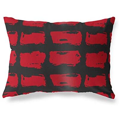 Bonamaison dekorativt kuddöverdrag, röd svart prydnadskuddöverdrag, heminredning örngott för vardagsrum, soffa, sovrum, storlek: 45 x 60 cm – designad och tillverkad i Turkiet Bonamaison dekorativt kuddöverdrag, röd svart prydnadskuddöverdrag, heminredning örngott för vardagsrum, soffa, sovrum, storlek: 45 x 60 cm – designad och tillverkad i Turkiet