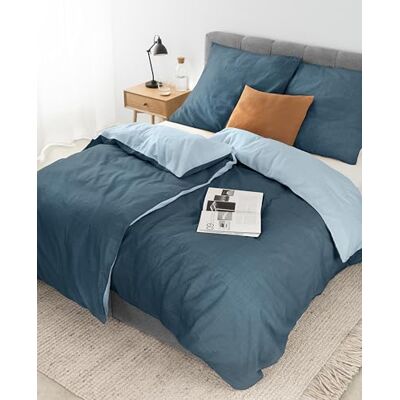 lionto dibea Renforcé vändbara sängkläder av 100% bomull, 155 x 220 cm, örngott 80 x 80 cm, 4-delade sängkläder för alla årstider, lättskötta och formstabila, inkl. Oeko-TEX certifikat, blå lionto dibea Renforcé vändbara sängkläder av 100% bomull, 155 x 220 cm, örngott 80 x 80 cm, 4-delade sängkläder för alla årstider, lättskötta och formstabila, inkl. Oeko-TEX certifikat, blå