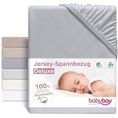 babybay Deluxe Jersey dra-på-lakan lämpligt för modell madrass spjälsäng konverteringssats original och maxigrå babybay Deluxe Jersey dra-på-lakan lämpligt för modell madrass spjälsäng konverteringssats original och maxigrå