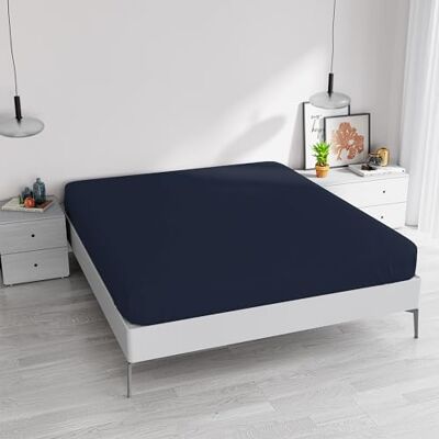 Italian Bed Linen Elegant underlakan med 35 cm hörn, mörkblå, dubbel Italian Bed Linen Elegant underlakan med 35 cm hörn, mörkblå, dubbel