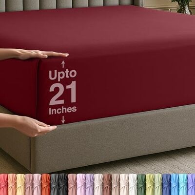 Utopia Bedding King Deep Pocket Fitted Sheet – Extra Deep Pocket – Fits up to 21 Inch Mattress – Hotel Luxury – Soft, Breathable and Comfy – Shrinkage and Fade Resistant – Easy Care – (Burgundy) Utopia Bedding King Deep Pocket Fitted Sheet – Extra Deep Pocket – Fits up to 21 Inch Mattress – Hotel Luxury – Soft, Breathable and Comfy – Shrinkage and Fade Resistant – Easy Care – (Burgundy)