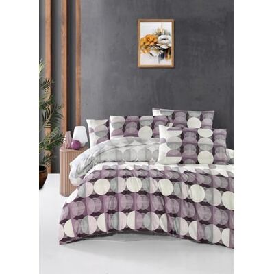Nuit Des Rêves Double Quilt Cover Set (200 x 200 cm), 65% bomull/35% polyester, vit/lila/grå 2 örngott (80 x 80 cm) Kan tvättas i maskin, elegant design Nuit Des Rêves Double Quilt Cover Set (200 x 200 cm), 65% bomull/35% polyester, vit/lila/grå 2 örngott (80 x 80 cm) Kan tvättas i maskin, elegant design