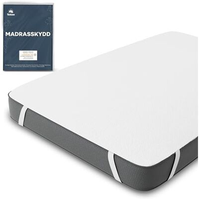 Twinzen Oeko TEX-certifierat vattentätt madrasskydd 200x220 cm från Alese 200x220 cm i ventilerande bomull med 4 elastiska hörn Twinzen Oeko TEX-certifierat vattentätt madrasskydd 200x220 cm från Alese 200x220 cm i ventilerande bomull med 4 elastiska hörn