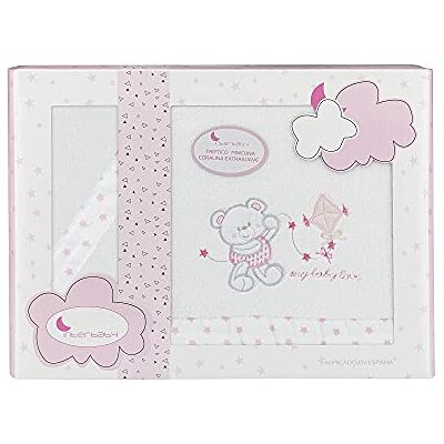 Interbaby Sängkläder set för babyvagga – modell "Baby Love" i vitt och rosa, vit/rosa Interbaby Sängkläder set för babyvagga – modell "Baby Love" i vitt och rosa, vit/rosa
