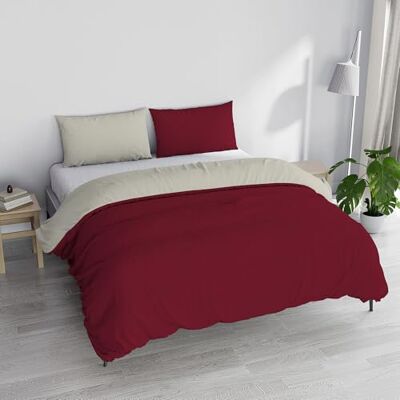 Italian Bed Linen Italienska sängkläder påslakanset "naturlig dubbelsidig enfärgad väska lakan och örngott, bomull, vinröd/gräddvit, dubbel Italian Bed Linen Italienska sängkläder påslakanset "naturlig dubbelsidig enfärgad väska lakan och örngott, bomull, vinröd/gräddvit, dubbel